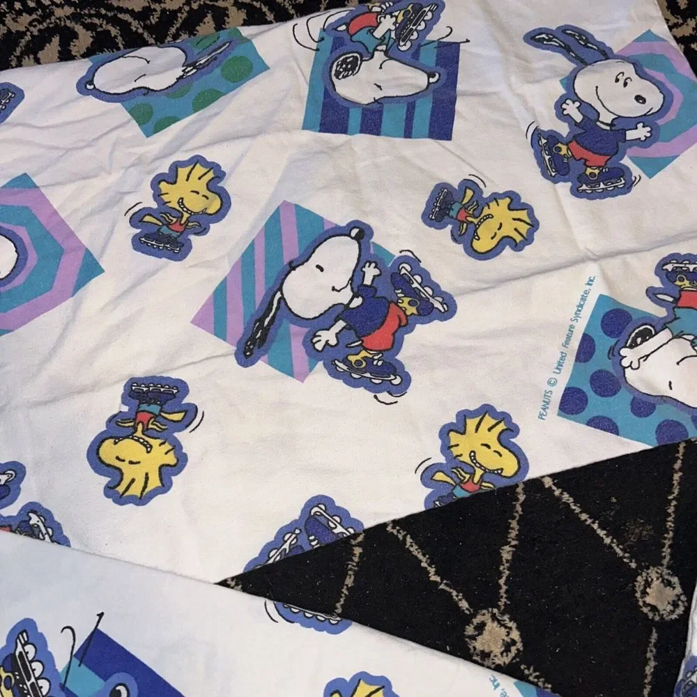Peanuts Snoopy & Woodstock Roller Skating Flat & Fitted Sheets Twin & Pillowcase